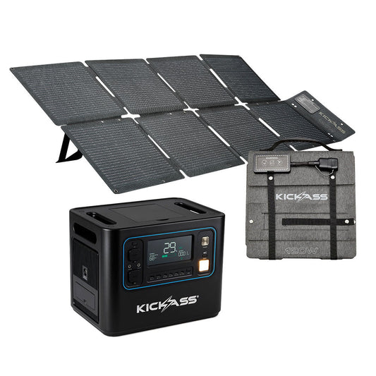 KickAss KickCharge 2400W Power Station + 120Wh Solar Generator Kit